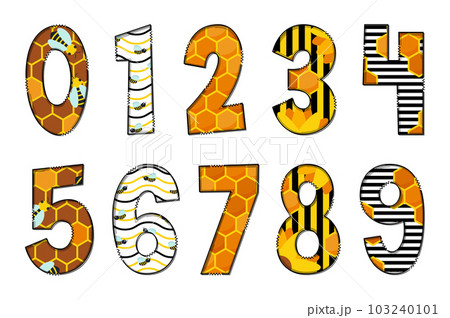 Handcrafted Honeycomb Letters. Color Creative Art Typographic Design 103240101