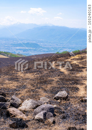 【災害イメージ】霧ケ峰高原の山火事跡【長野県】 103240163