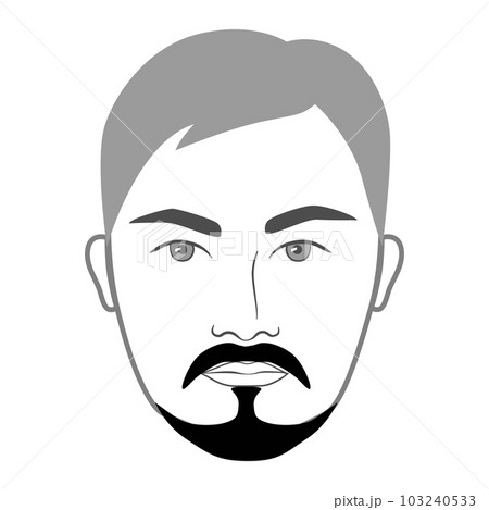 Balbo with Soul Patch Beard style men in face illustration Facial hair mustache. Vector portrait male Fashion template 103240533