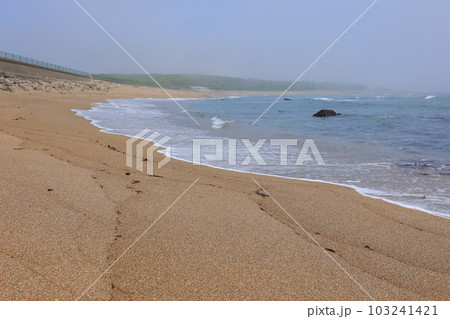 霧がかかる犬吠埼の灯台と海岸 霧がかかる犬吠埼の灯台と海岸 103241421