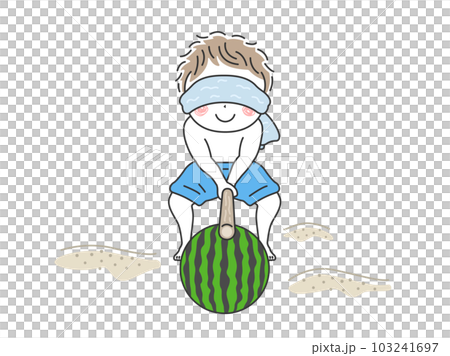 一個男孩劈西瓜的插圖 103241697