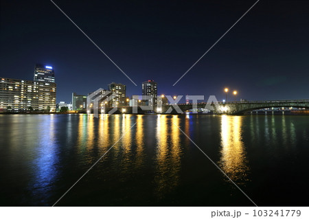 新潟 新潟市 萬代橋の夜景 新潟 新潟市 萬代橋の夜景 103241779