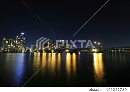 新潟 新潟市 萬代橋の夜景 新潟 新潟市 萬代橋の夜景 103241780