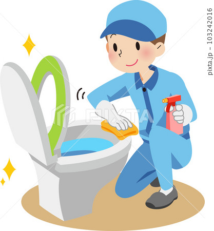 トイレを掃除するハウスクリーニング業者 103242016