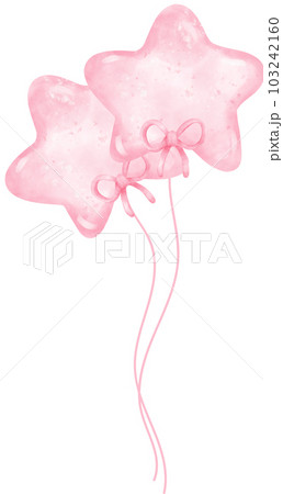 Cute sweet pink balloon star shape watercolor painted Cute sweet pink balloon star shape watercolor painted 103242160