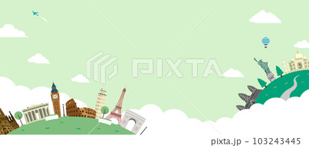 世界の観光地・世界旅行・世界一周 ベクターバナーイラスト 世界の観光地・世界旅行・世界一周 ベクターバナーイラスト 103243445