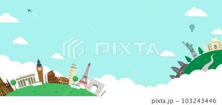 世界の観光地・世界旅行・世界一周　ベクターバナーイラスト 103243446