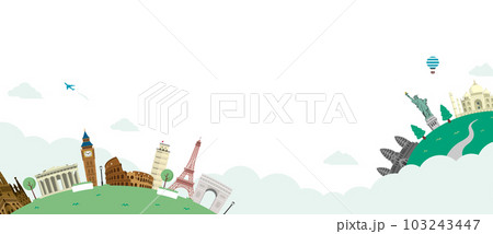 世界の観光地・世界旅行・世界一周　ベクターバナーイラスト (背景なし) 103243447