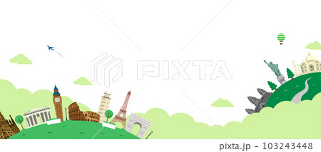 世界の観光地・世界旅行・世界一周　ベクターバナーイラスト (背景なし) 103243448