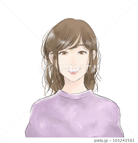歯が見える笑顔の女性 ラベンダーのイラスト素材 [103243581] - PIXTA