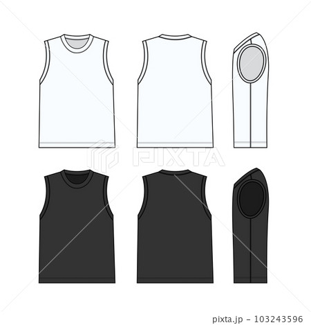 ノースリーブTシャツ・袖なしTシャツ ベクターテンプレートイラスト  (前面・側面・背面) 103243596