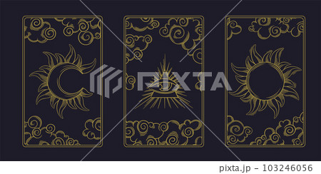 Tarot aesthetic divination cards. Occult tarot design for oracle card covers. Vector illustration 103246056