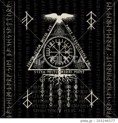 Vegvisir Scandinavian symbol and runes Vegvisir Scandinavian symbol and runes 103246577