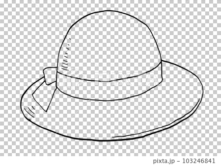 Straw hat sketch line drawing illustration Straw hat sketch line drawing illustration 103246841
