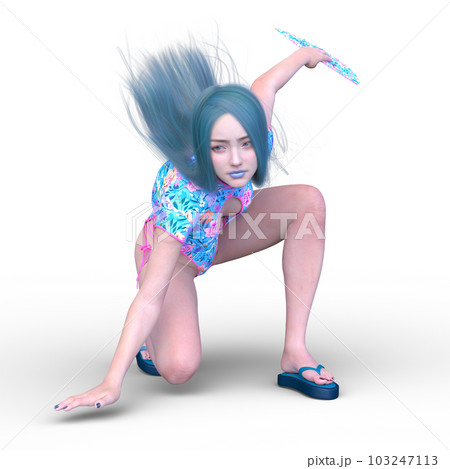 扇を持って舞う女性 103247113