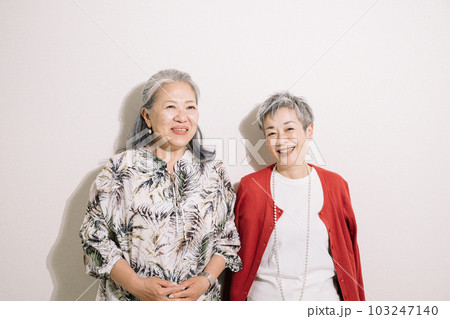 笑顔のグレイヘア女性・明るいシニア友達 笑顔のグレイヘア女性・明るいシニア友達 103247140