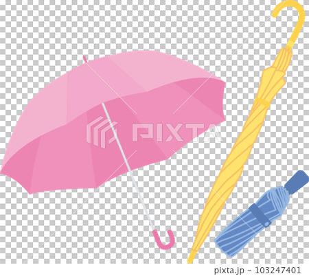 雨傘_各種雨傘_開粉色傘_收黃色長傘_藍色折疊傘 103247401