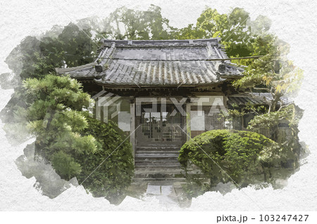 水彩画風　嬉野温泉　瑞光寺　観音堂　佐賀県嬉野市 103247427