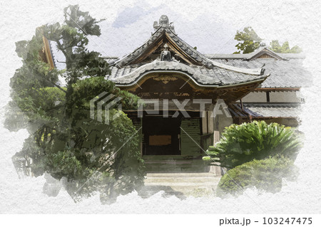 水彩画風　嬉野温泉　瑞光寺　玄関　佐賀県嬉野市 103247475