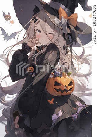 ハロウィンのかわいい魔女の女の子 AI画像 ハロウィンのかわいい魔女の女の子 AI画像 103247668