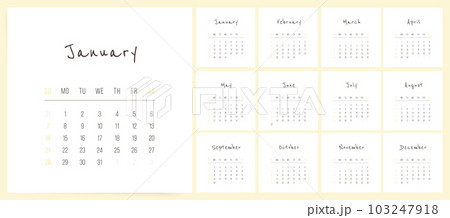 2024 Square Calendar. Modern and Classic Design Template for Your Yearly Planning Needs. Perfect for Business or Personal Use, with Daily, Monthly, and Quarterly Sections.  103247918