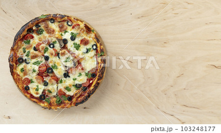 Delicious homemade italian pizza Delicious homemade italian pizza 103248177