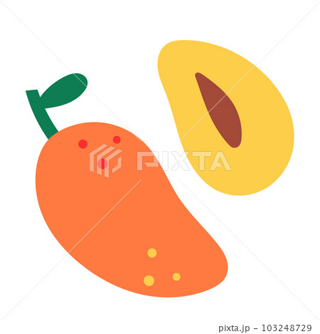 Mango fruit illustration, stylized vector illustration isolated on white background 103248729