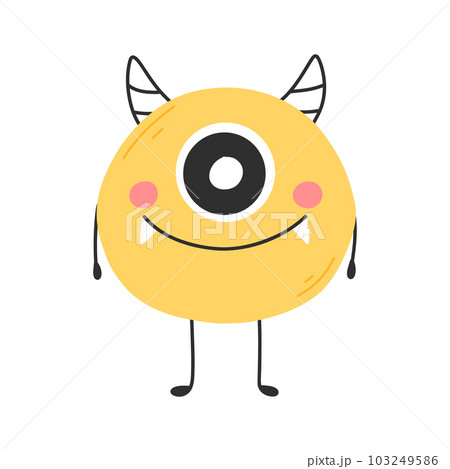 Cute monster in flat style. Hand drawn baby monster. Vector illustration. Kids monster isolated on white background. 103249586