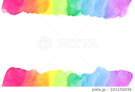 水彩による虹色のフレーム背景のイラスト素材 [103250036] - PIXTA