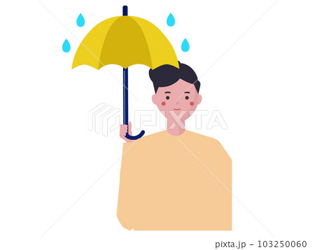 傘を差す男性。雨の日。梅雨。ベクターイラスト 傘を差す男性。雨の日。梅雨。ベクターイラスト 103250060