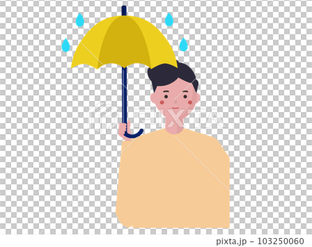 傘を差す男性。雨の日。梅雨。ベクターイラスト 傘を差す男性。雨の日。梅雨。ベクターイラスト 103250060