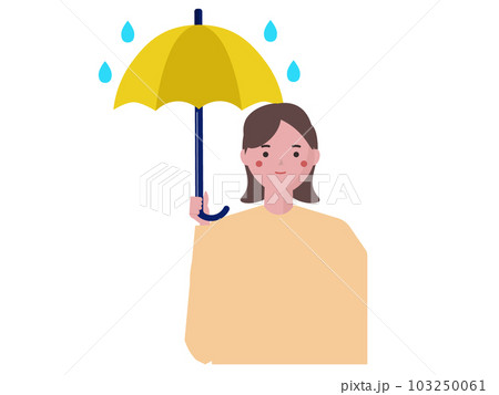 傘を差す女性。雨の日。梅雨。ベクターイラスト 傘を差す女性。雨の日。梅雨。ベクターイラスト 103250061