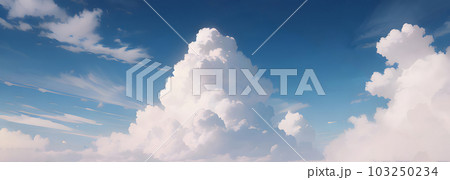 青空と雲のイラスト　夏の空　入道雲　積乱雲 103250234