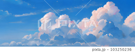 青空と雲のイラスト　夏の空　入道雲　積乱雲 103250236