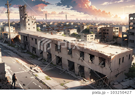 荒廃した街　戦争　災害　崩壊 103250427