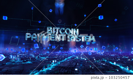 Bitcoin Payment System - businessman working with virtual reality at office. Bitcoin Payment System - businessman working with virtual reality at office. 103250457