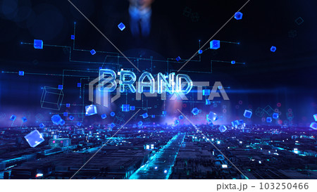Brand - businessman working with virtual reality at office. Brand - businessman working with virtual reality at office. 103250466