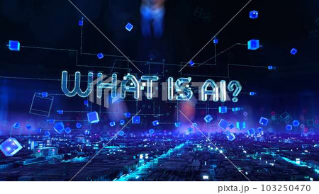 What is AI - businessman working and touching with virtual reality at office. 103250470