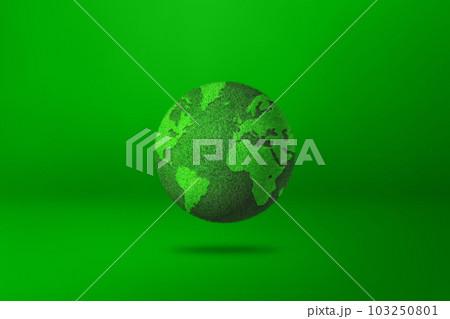 World globe covered with green grass isolated on blank background. Environmental protection symbol 103250801