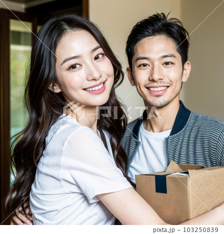 AI生成美男美女・引っ越しをするカップル AI生成美男美女・引っ越しをするカップル 103250839