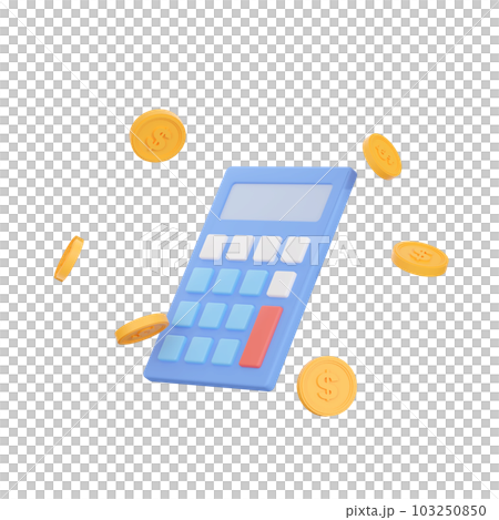 3DCG｜Calculator and dollar coin 103250850