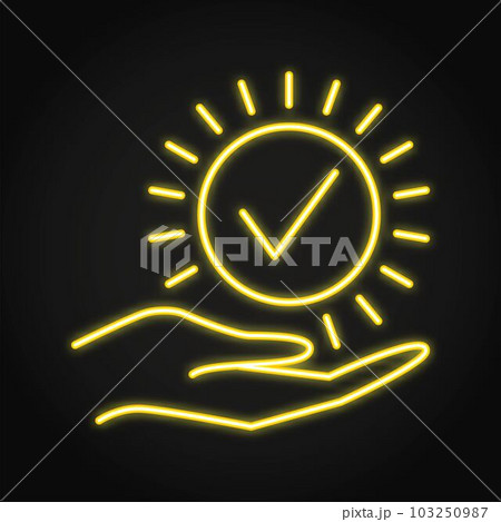 Hand giving tick sign neon icon Hand giving tick sign neon icon 103250987