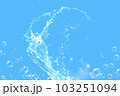 水しぶきとシャボン玉 ブルー背景 103251094
