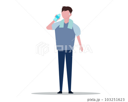 水を飲む男性。水分補給。ベクターイラスト	 103251623