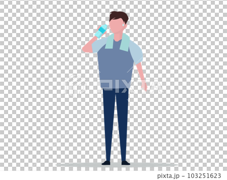 水を飲む男性。水分補給。ベクターイラスト	 103251623