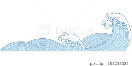 荒れる波 浮世絵風 荒れる波 浮世絵風 103252023