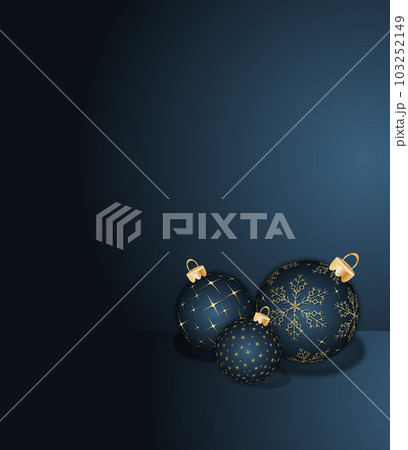 Three Christmas balls on a dark blue background 103252149