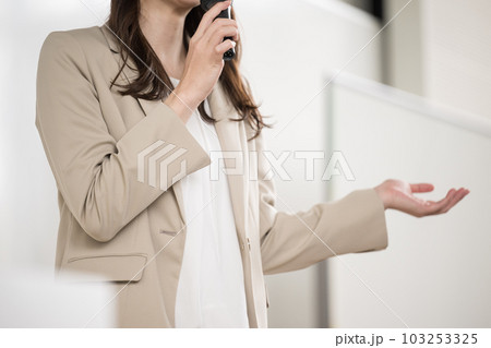 セミナーや講義をする女性の顔無しのイメージ 103253325