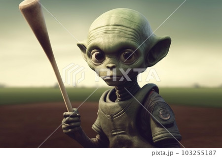 baseball player alien character illustration generative ai 103255187