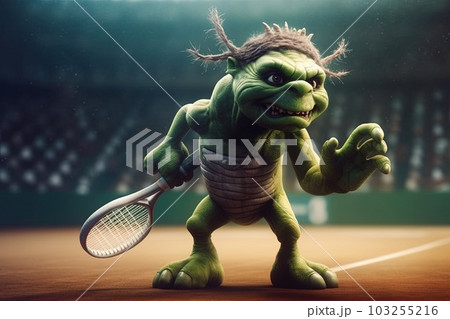 tennis player alien character illustration generative ai 103255216
